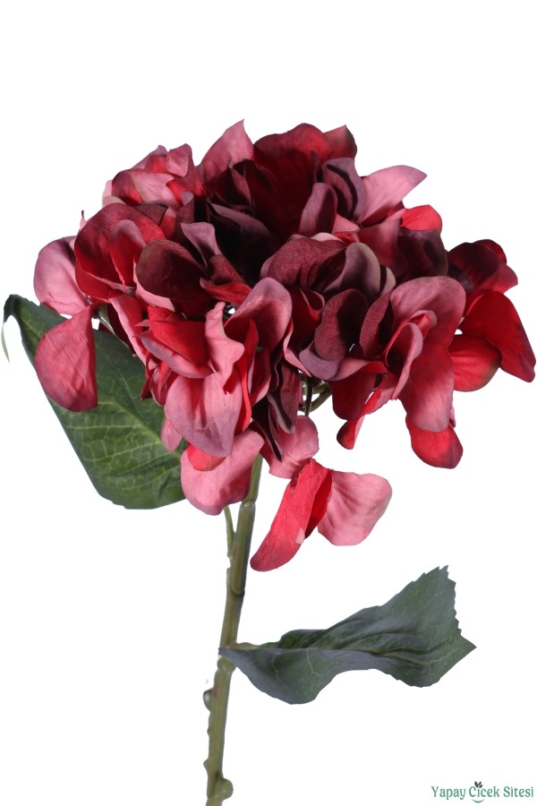 Yapay Pastel Ortanca Dalı Tek Dal 58 cm Kırmızı - 2