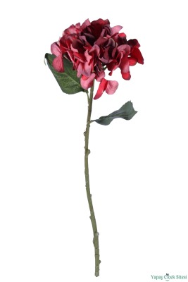 Yapay Pastel Ortanca Dalı Tek Dal 58 cm Kırmızı - 3