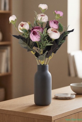 Yapay Pastel Şakayık Gül Demeti 31cm Krem-Pembe - Yapay Çiçek Sitesi