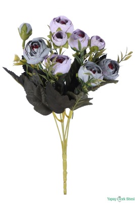 Yapay Pastel Şakayık Gül Demeti 31cm Lila-Gri - 2