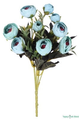 Yapay Pastel Şakayık Gül Demeti 31cm Turkuaz - 2