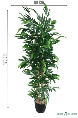 Yapay Premium Geniş Yapraklı Bambu Ağacı 170 cm (Siyah Saksılı) - Yapay Çiçek Sitesi