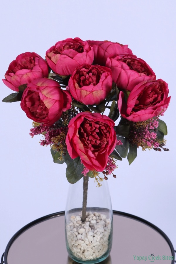 Yapay Şakayık Demeti Köpük Cipsolu Aranjman Fuşya 12 Dal - 1