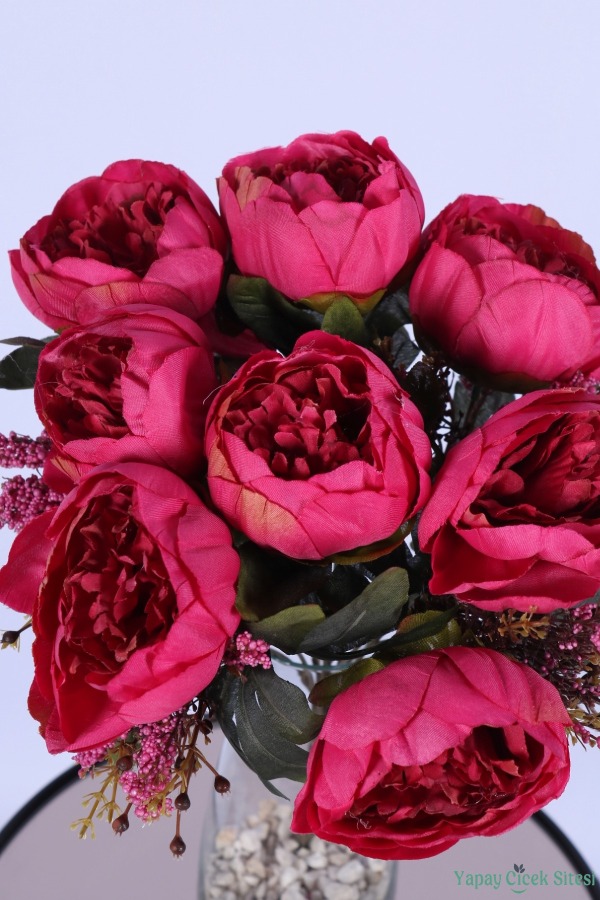 Yapay Şakayık Demeti Köpük Cipsolu Aranjman Fuşya 12 Dal - 3