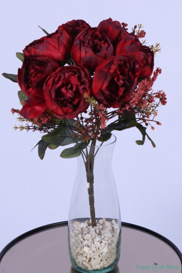 Yapay Şakayık Demeti Köpük Cipsolu Aranjman Kırmızı 12 Dal - 1