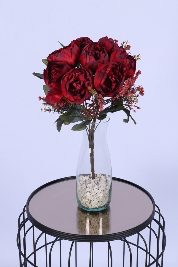 Yapay Şakayık Demeti Köpük Cipsolu Aranjman Kırmızı 12 Dal - 2