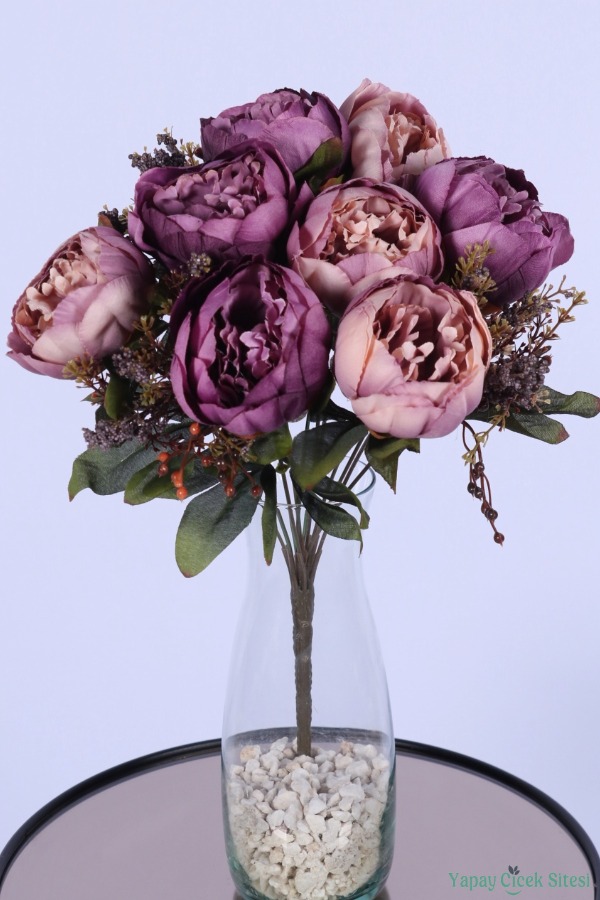 Yapay Şakayık Demeti Köpük Cipsolu Aranjman Lila-Mor 12 Dal - 1