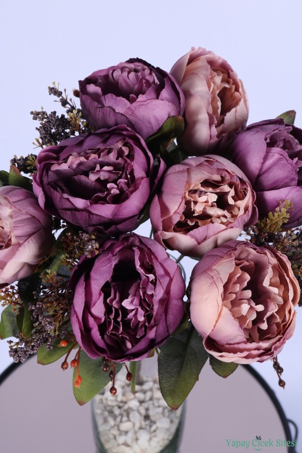 Yapay Şakayık Demeti Köpük Cipsolu Aranjman Lila-Mor 12 Dal - 3