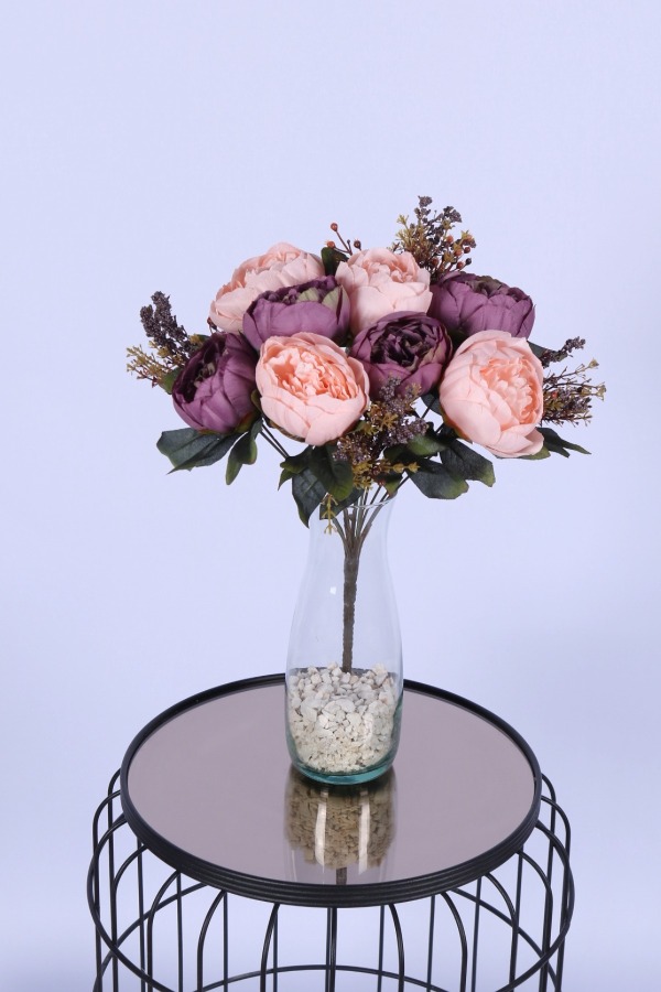 Yapay Şakayık Demeti Köpük Cipsolu Aranjman Mor-Pudra 12 Dal - 3