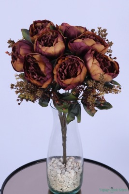 Yapay Şakayık Demeti Köpük Cipsolu Aranjman Sonbahar Turuncusu 12 Dal - Yapay Çiçek Sitesi