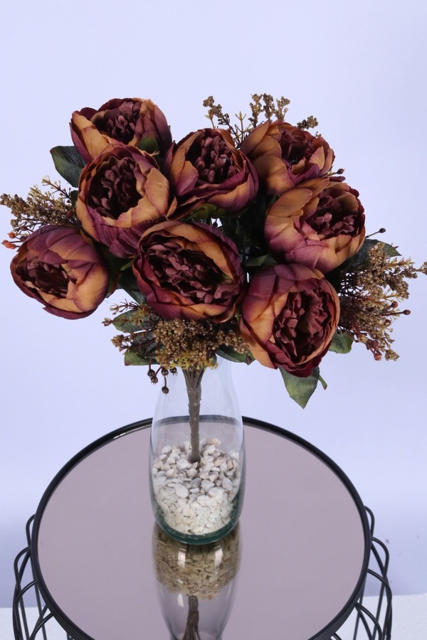 Yapay Şakayık Demeti Köpük Cipsolu Aranjman Sonbahar Turuncusu 12 Dal - 2