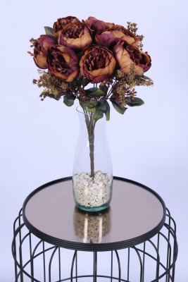 Yapay Şakayık Demeti Köpük Cipsolu Aranjman Sonbahar Turuncusu 12 Dal - 3