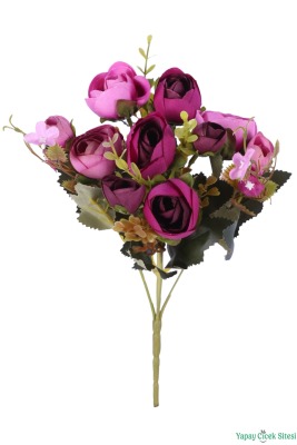 Yapay Şakayık Gül Demeti 31cm Fuşya-Pembe - 2