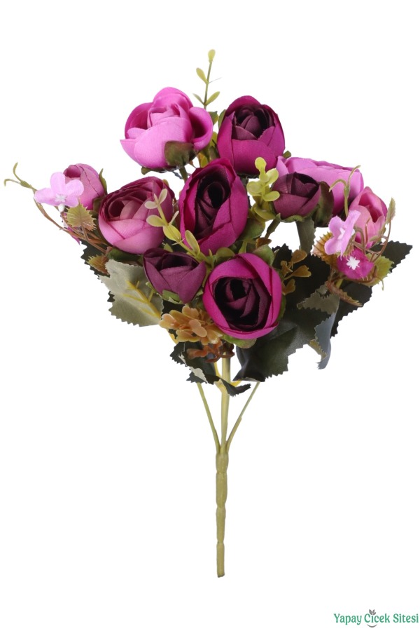 Yapay Şakayık Gül Demeti 31cm Fuşya-Pembe - 2