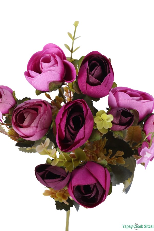 Yapay Şakayık Gül Demeti 31cm Fuşya-Pembe - 3