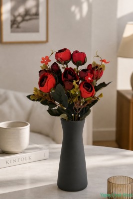 Yapay Şakayık Gül Demeti 31cm Kırmızı - 1