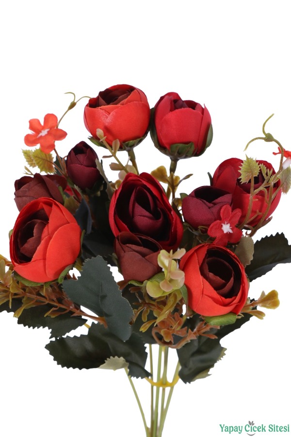 Yapay Şakayık Gül Demeti 31cm Kırmızı - 3