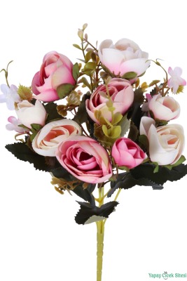 Yapay Şakayık Gül Demeti 31cm Pembe-Krem - 3