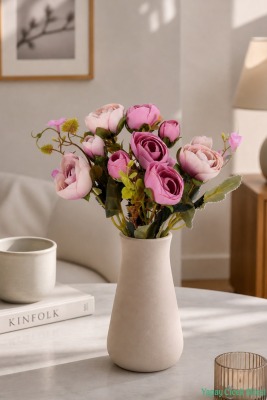 Yapay Şakayık Gül Demeti 31cm Pembe-Pudra - Yapay Çiçek Sitesi