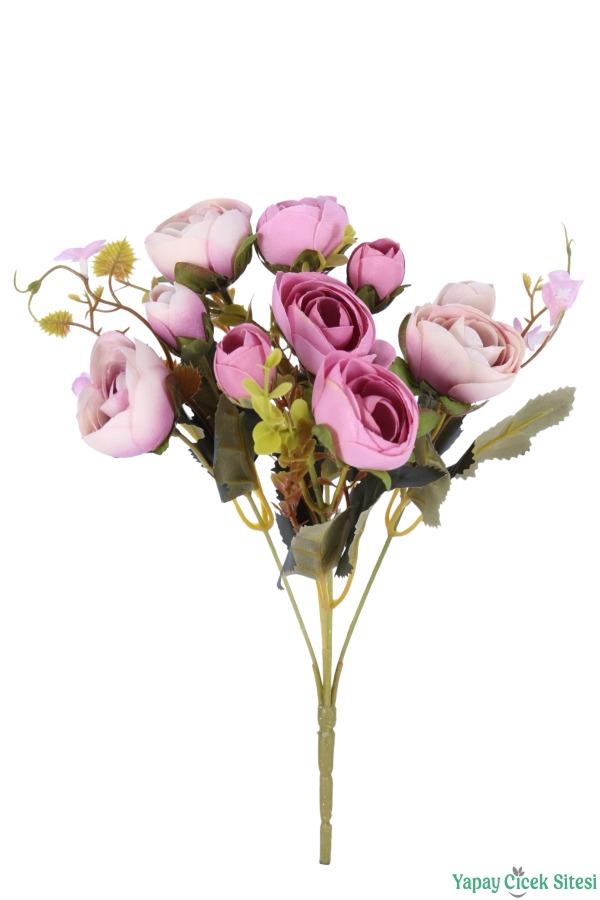 Yapay Şakayık Gül Demeti 31cm Pembe-Pudra - 2