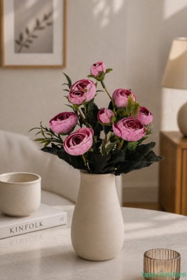 Yapay Pastel Şakayık Gül Demeti 31cm Pembe - Yapay Çiçek Sitesi