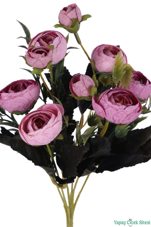 Yapay Pastel Şakayık Gül Demeti 31cm Pembe - 3