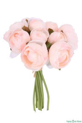 Yapay Şakayık Gülü 9 Dal 25cm Pudra Pembe - 2