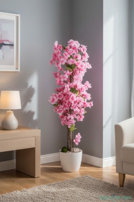 Yapay Sakura Bahar Dalı Ağacı 85 Cm Pembe - 5
