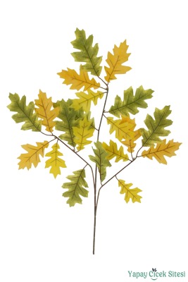 Yapay Sonbahar Meşe Ağacı Dalı 20 Yapraklı 65 Cm 12 Adet Yeşil-Sarı - Yapay Çiçek Sitesi