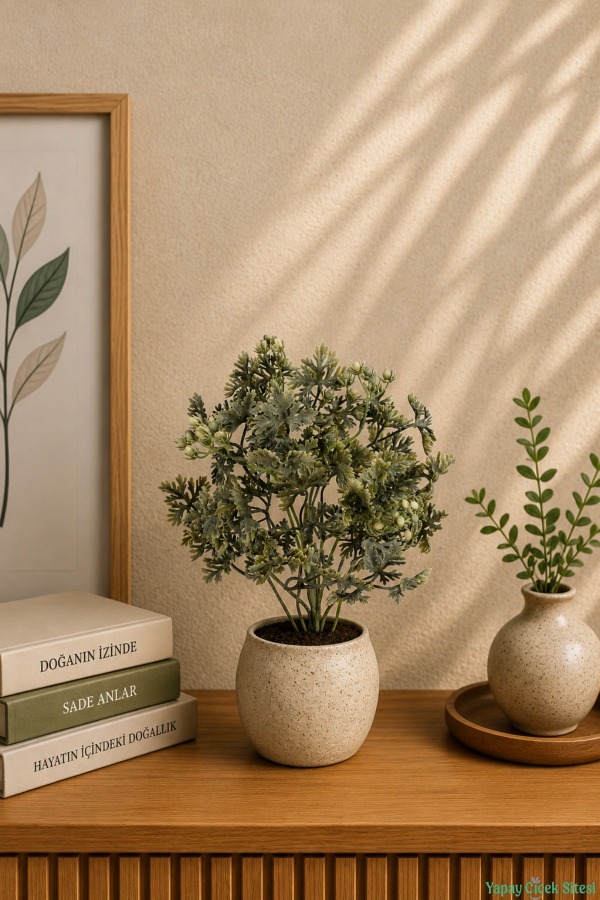 Yapay Tomurcuklu Dusty Miller 35cm Gri-Yeşil - 2
