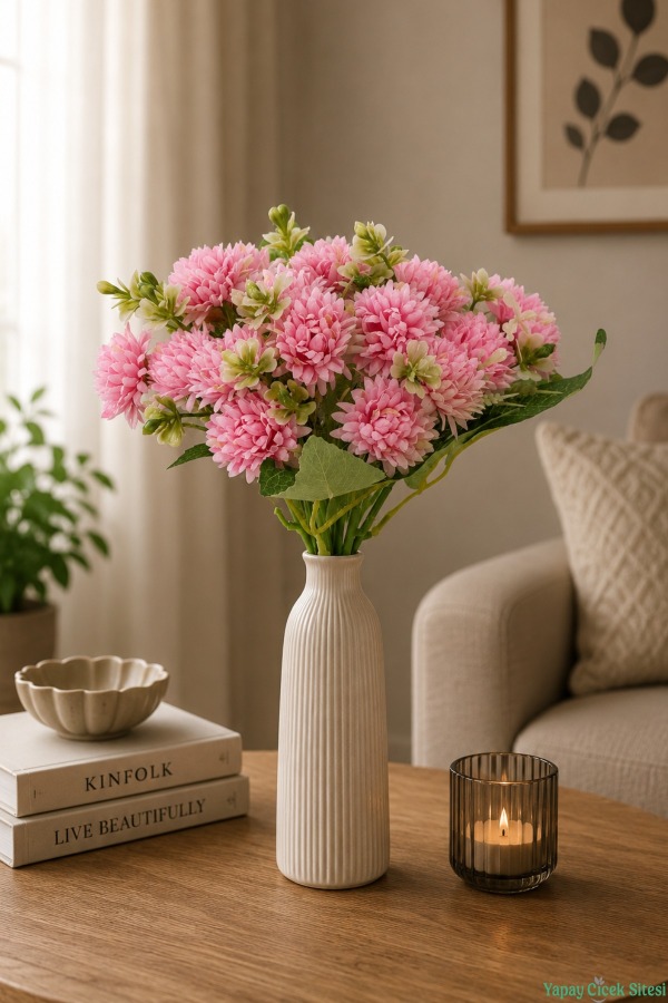 Yapay Tomurcuklu Krizantem 26cm Açık Pembe - 1