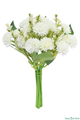 Yapay Tomurcuklu Krizantem 26cm Kırık Beyaz - 2