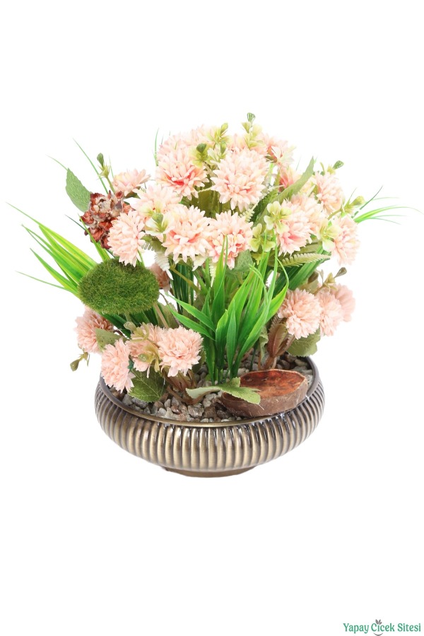 Yapay Tomurcuklu Krizantem Tanzimi 26cm Pudra - 2