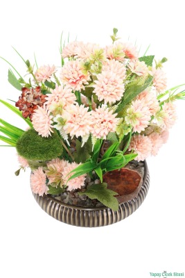 Yapay Tomurcuklu Krizantem Tanzimi 26cm Pudra - 3