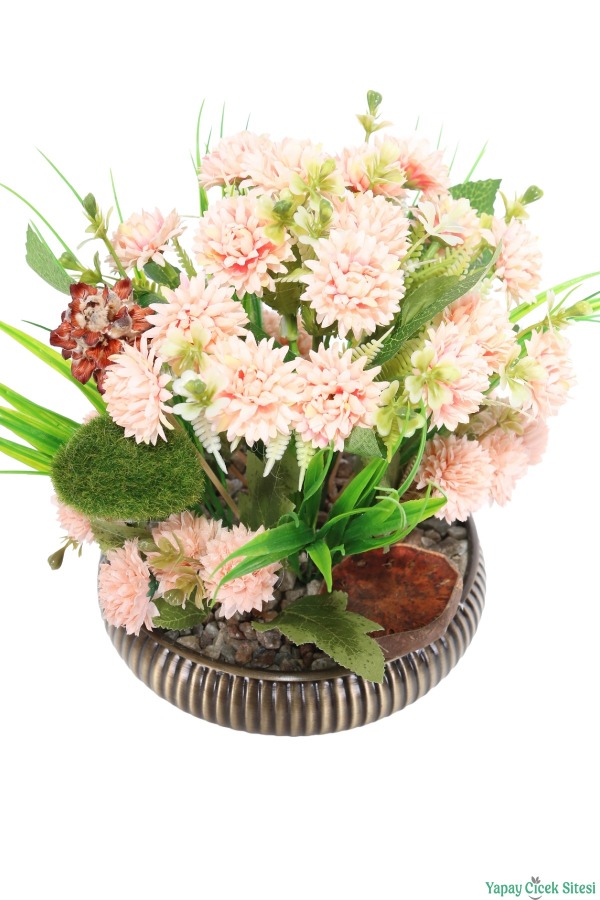 Yapay Tomurcuklu Krizantem Tanzimi 26cm Pudra - 3