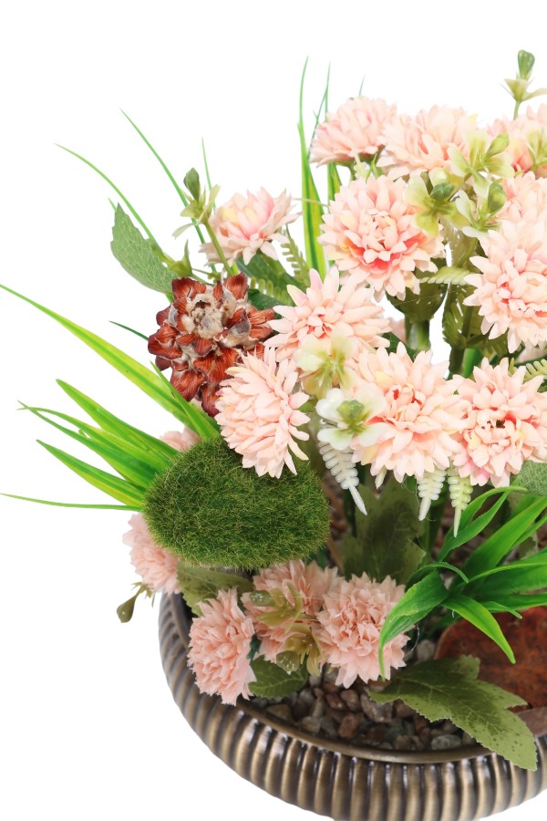 Yapay Tomurcuklu Krizantem Tanzimi 26cm Pudra - 4