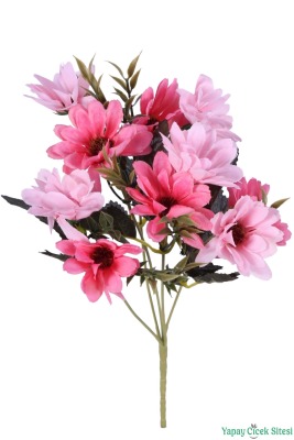 Yapay Yeşillikli Papatya Demeti 5 Dal Pembe-Lila - 2